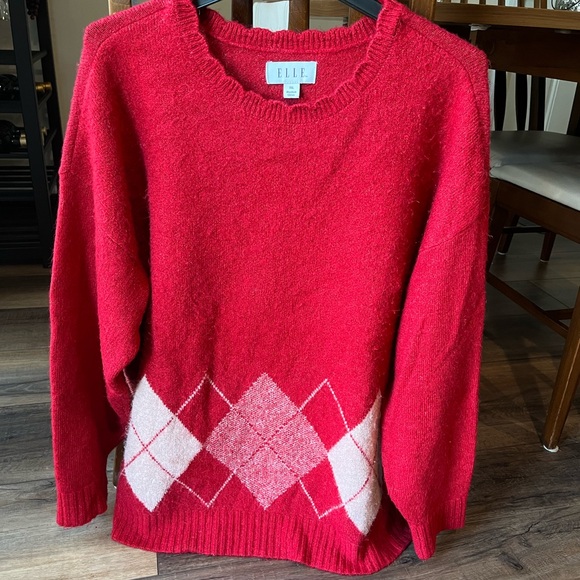 ELLE argyle red sweater, size XXL. Soft and cozy! Holiday ready! - Picture 7 of 7